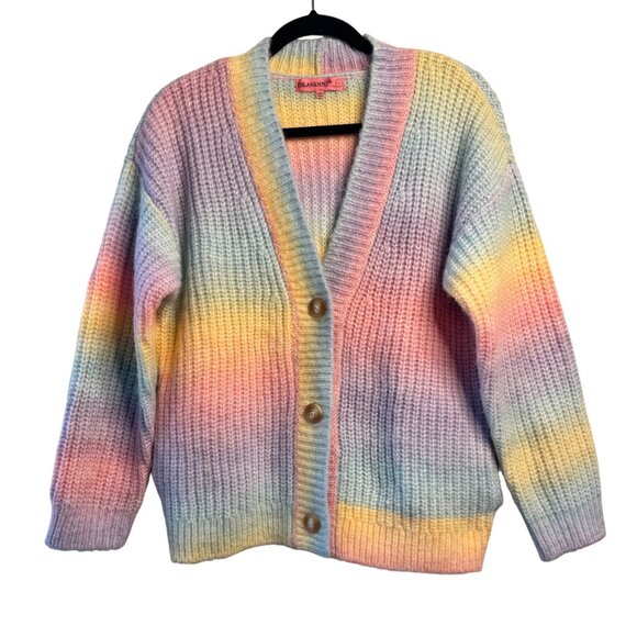 BlankNYC Other - BlankNYC Rainbow Cardigan Sweater Girls L Large Pastel Pink Blue Yellow Unicorn